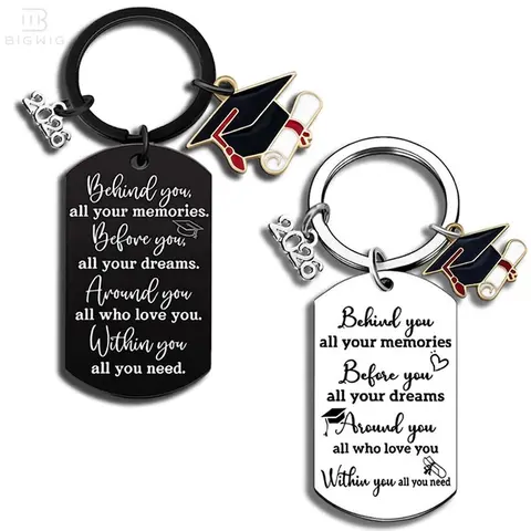 2026 Graduation Durable Stainless Steel Keychain - Unisex Tag-Shaped Keepsake for Friends, School Key Accessories with Engraved Text, Polished Finish, Solid Weight, Smooth Design, 2026 Ceremony Gift