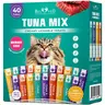 Beloved Pets Creamy Lickable Cat Treats Wet Squeeze Tubes - Chicken & Tuna Mix, Liquid Feeding Snacks, Urinary & Skin Care Support, Multivitamin for Cats (40 Sticks)