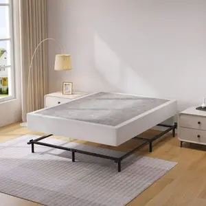 Box Spring Bed Base, 3000 Lbs Black Heavy Duty Metal Mattress Foundation With Easy Clean Fabric Cover, No Noise,Easy Assembly LED Cloud Headboard Frame tall