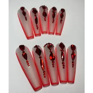 FIRE | COFFIN | XL LONG | PRESS ON NAILS