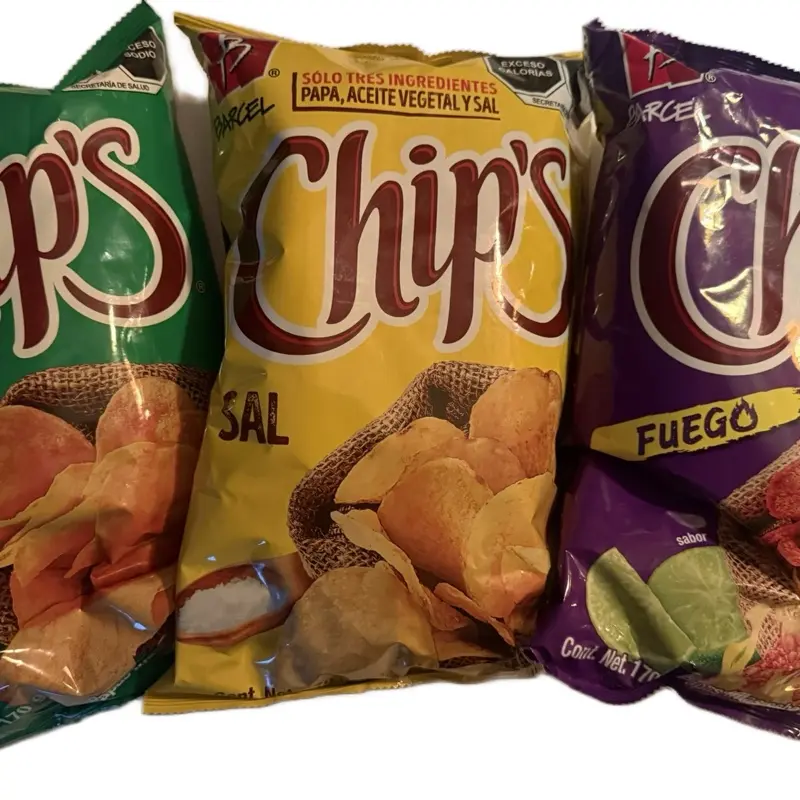 Barcel Favorites! Medium size shareable bags. Chips, Valentines, Big Mix Chicharrones and Takis.
