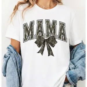 Mama T Shirt | Camo Pattern Mama Lettering Graphic | Hunting Bow Design Tee | Outdoor Mom Aesthetic Shirt | Mother’s Day Gift for Mama | Country Hunting Style Apparel | Unisex Casual Graphic T Shirt