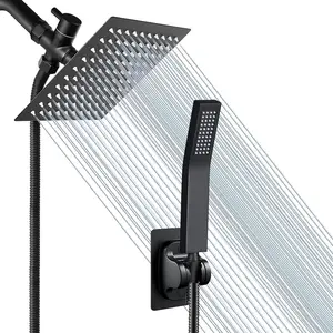 8'' Rainfall Stainless Steel Shower Head / 2 Settings Handheld Shower Combo with Shower Holder and 78'' Explosion-Proof Hose