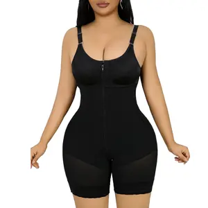 Fajas Colombianas shapewear Tummy Control Butt Lifter Shaper with Zipper Crotch detachable shoulder strap Black Friday Minimalist Comfort Black
