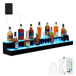 Give your bottles the spotlight they deserve. This app-controlled LED acrylic shelf turns any wall into a customizable light display. Available in multiple sizes from 30 to 60 inches wide, with 2 or 3 tiers. Link in bio.