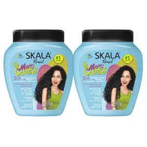 [NEW DEA] 2 Pack SKALA Mais Cachos 2-in-1 Hair Cream | Conditioner & Leave-In for Curly Hair (3A, 3B, 3C) – 35.2oz Blue