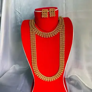 Trendy Combo Jewelry Sets - Brass-Tone 2-Piece Necklace and Matching Earrings Set, Trendy Jewelry Sets