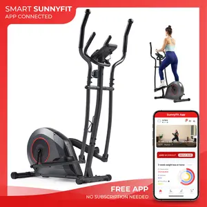 Sunny Health & Fitness Smart Upright Standing Elliptical, Home Gym Workout Fitness, Low-Impact Full-Body Cardio, 16-Level Magnetic Resistance, Built-In Pulse Sensors, Digital Monitor, 300 lbs Capacity