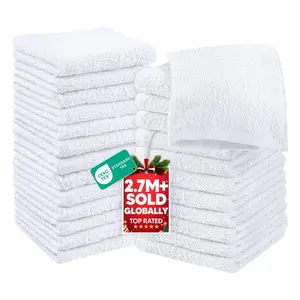 Utopia Towels 24 Pack Cotton Washcloths Set, 100% Ring Spun Cotton, Premium Quality Flannel Face Cloths, Highly Absorbent and Soft Feel Fingertip Towels, White