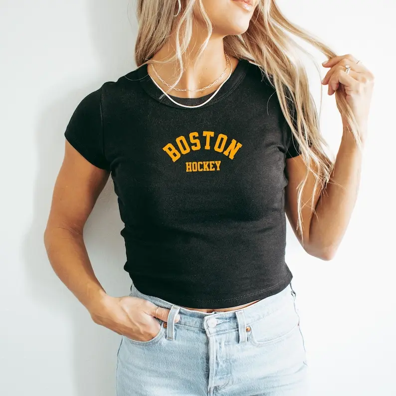 Boston Hockey Baby Tee Women | Boston Hockey | Tailgate Outfit | Hockey Game Outfit | Boston Baby Tee
