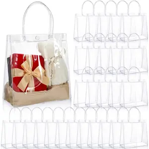 20 Transparent PVC Handbags, Waterproof, Reusable, Festival Birthday Gift Bags, Party Bags, Wedding Birthday Party Gift Bags, Small Business Supplies