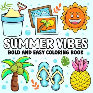 Summer Vibes Bold and Easy Coloring Book: Easy Breezy Beach-Themed Illustrations for Summer Relaxation and Stress Relief