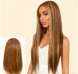 New Color‑Block Women’s Lace Front Wig, Straight Synthetic Fiber, Heat Resistant, 30 Inches Long, 13×4×1 Density, Natural Look for Direct Use, Non‑Slip, Tangle‑Free, Easy to Manage, Glueless wig