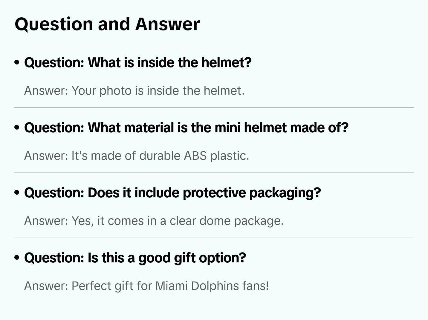 Miami Dolphins NFL Mini Helmet - Picture Inside