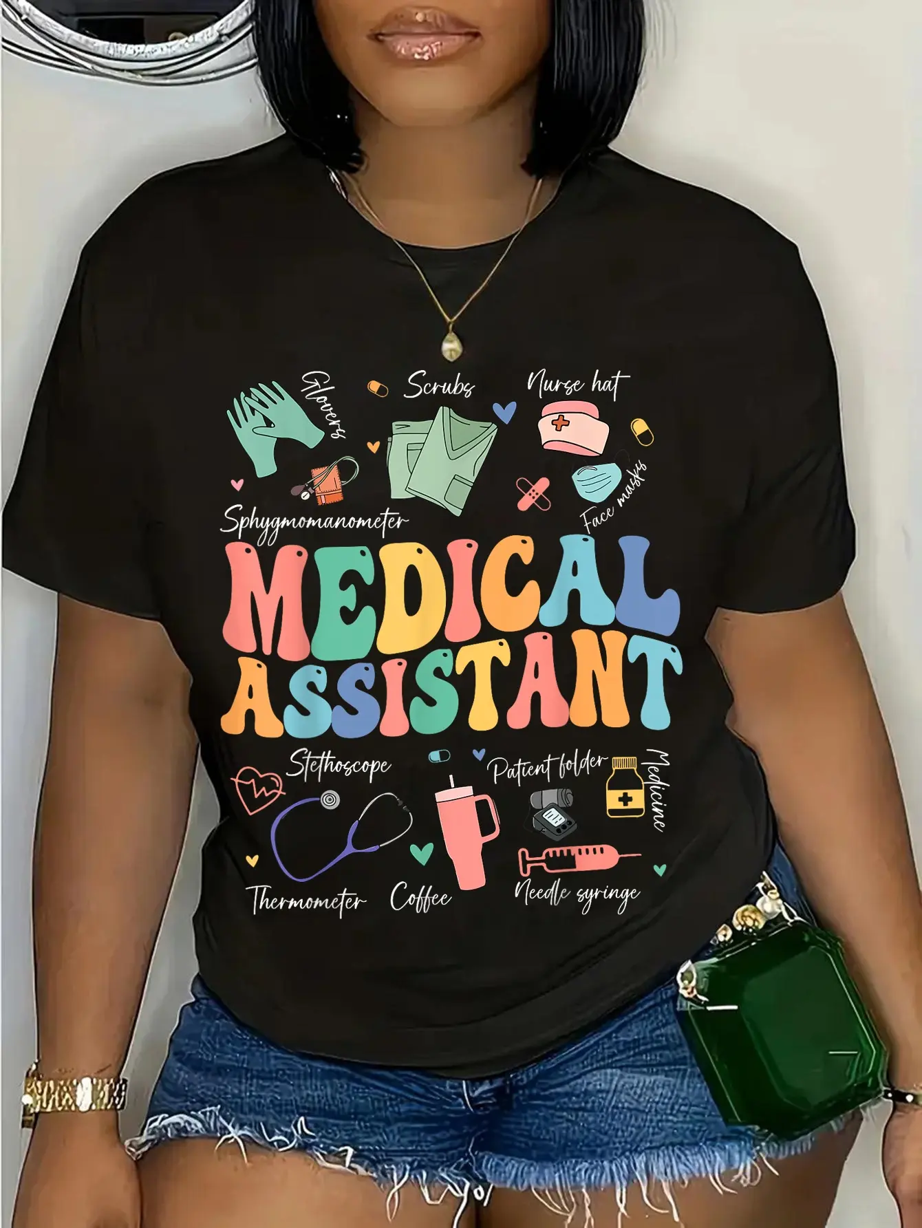 Graphic Tshirt, Funny Nurse Life Unisex 100% Cotton Short Sleeve Top, Casual Vintage Style Everyday Tee for Medical Assistants, Shortsleeve, Round Neck