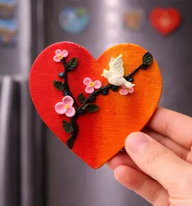 Cherry Blossom Heart Dove Magnet