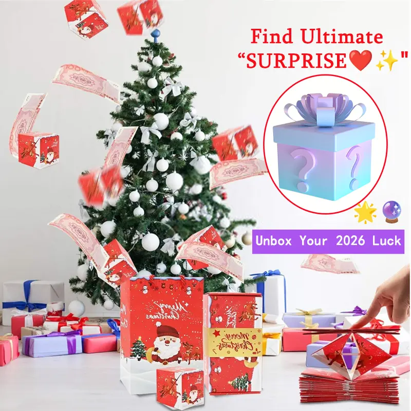 20-Pack Unisex Magical Pop-Up Christmas Party Gift Box with Burst Design, Lucky Bracelets, 2026 Good Luck Mystery Crystals - Festive Party Supplies for Wedding Gatherings, Reduces Gift Stress