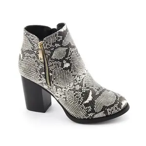 Snake Print Wide Heel Ankle Booties