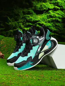 Kids Basketball Shoes with Rotating Button, PU Upper, Perfect for Daily Casual and Outdoor Sports, Sports Athletic Shoes, All-Season Footwear