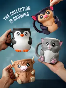 Highland beef ice cream pint holder, cute ice cream pint, 3D printed reusable popsicle container, dessert cup with antifreeze handle and two spoons - the ideal gift for Highland beef lovers (brown)