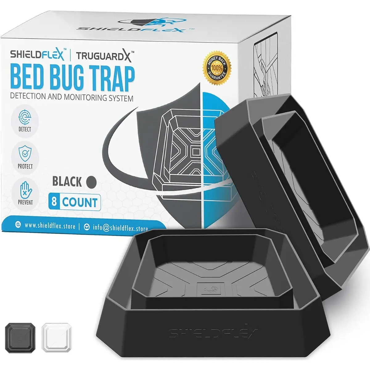 Bed Bug Trap-8 Pack | Black Bed Bug Interceptors | Eco Friendly Traps For Bed Legs | Reliable Insect Detector, Interceptor, and Monitor For Pest Control