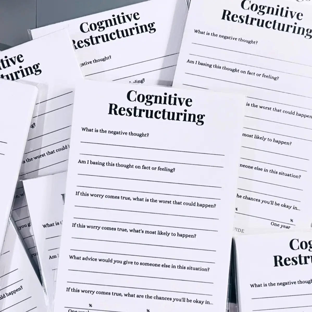 The Psych Guide Cognitive Restructuring Notepad for Anxiety Relief and Improved Cognitive Behavior aesthetic journal