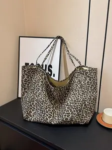 Fashion Leopard Pattern Tote Bag, Leopard Print Tote, Stylish Tote Bag, Large Capacity Shoulder Bag for Daily Used, Casual Trendy Versatile High-quality Daily Commuting Bag