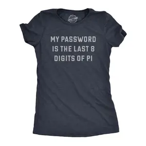 Womens My Password Is The Last Eight Digits Of Pi T Shirt Funny Nerdy Math Joke Tee for Ladies Funny Womens T Shirts Cute Vintage Fashion Casual Ladies T-Shirt Gift Funny Nerd Top Women's Novelty Tees Navy -