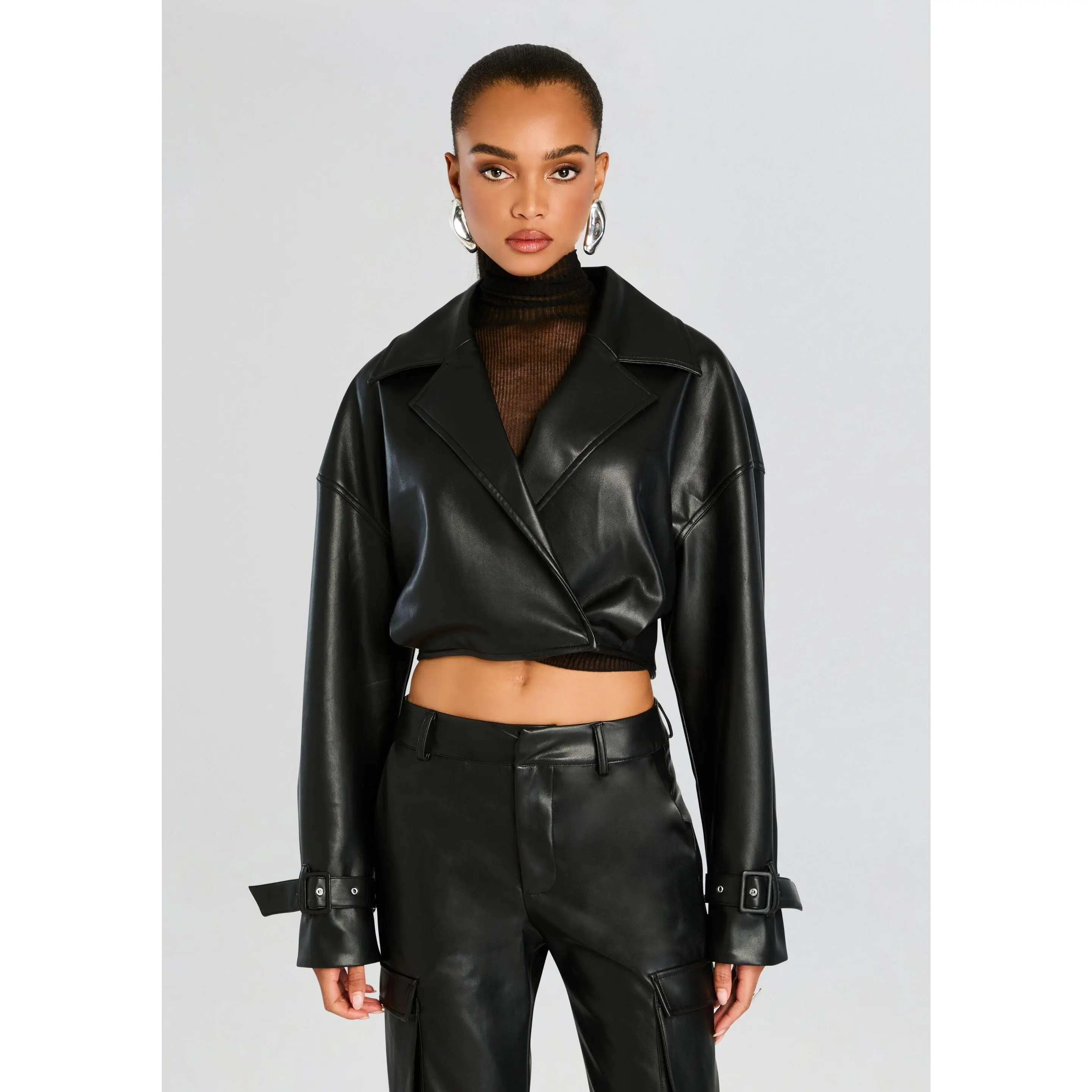 Koda Vegan Leather Cropped Trench