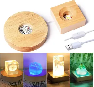 LED Lights Display Base 2PCS Wooden Lighted Base Stand for Laser Crystal Glass Resin Art - LET'S RESIN