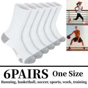 6 Pairs Athletic Socks Sport Running Calf Socks Performance Cushioned Breathable Crew Socks for Men Women Sports & Outdoor Work Out Tennis grip socks grip socks for soccer Training Shin Sleeve Work Out