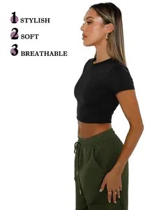 Womens Baby Tee 2 Pack Set High Elasticity Slim Fit Short Sleeve T Shirts Basic Summer Tees Soft Breathable Fabric Sizes XS to XL Perfect for Layering and Daily Casual Outfits Trendy Fashion Essential Value Set For Summer