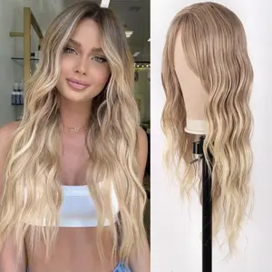 Black Wig for Women, Long Wavy Lace Hairline Middle Part Synthetic Heat Resistant Wig for Daily Party-28 Inch