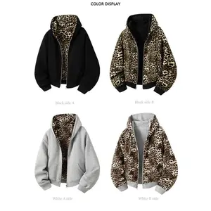 Reversible Leopard Print Jacket with Hood – Fashion Boutique Autumn/Winter hooded coat suitable for all seasons