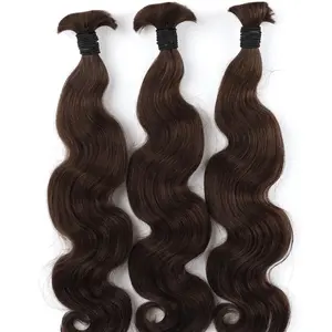 100% Human Hair Bulk Hair for Boho Braids - Natural Brown Wavy Extensions for Stylish Looks