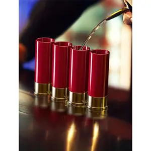 4Pcs/Set 12 Gauge Shell Shotgun Shot Glasses Cartridge Case Drinking Cup For Hunting Shooting Father's Day Dad Novelty Gift Glasses,Gift For Father