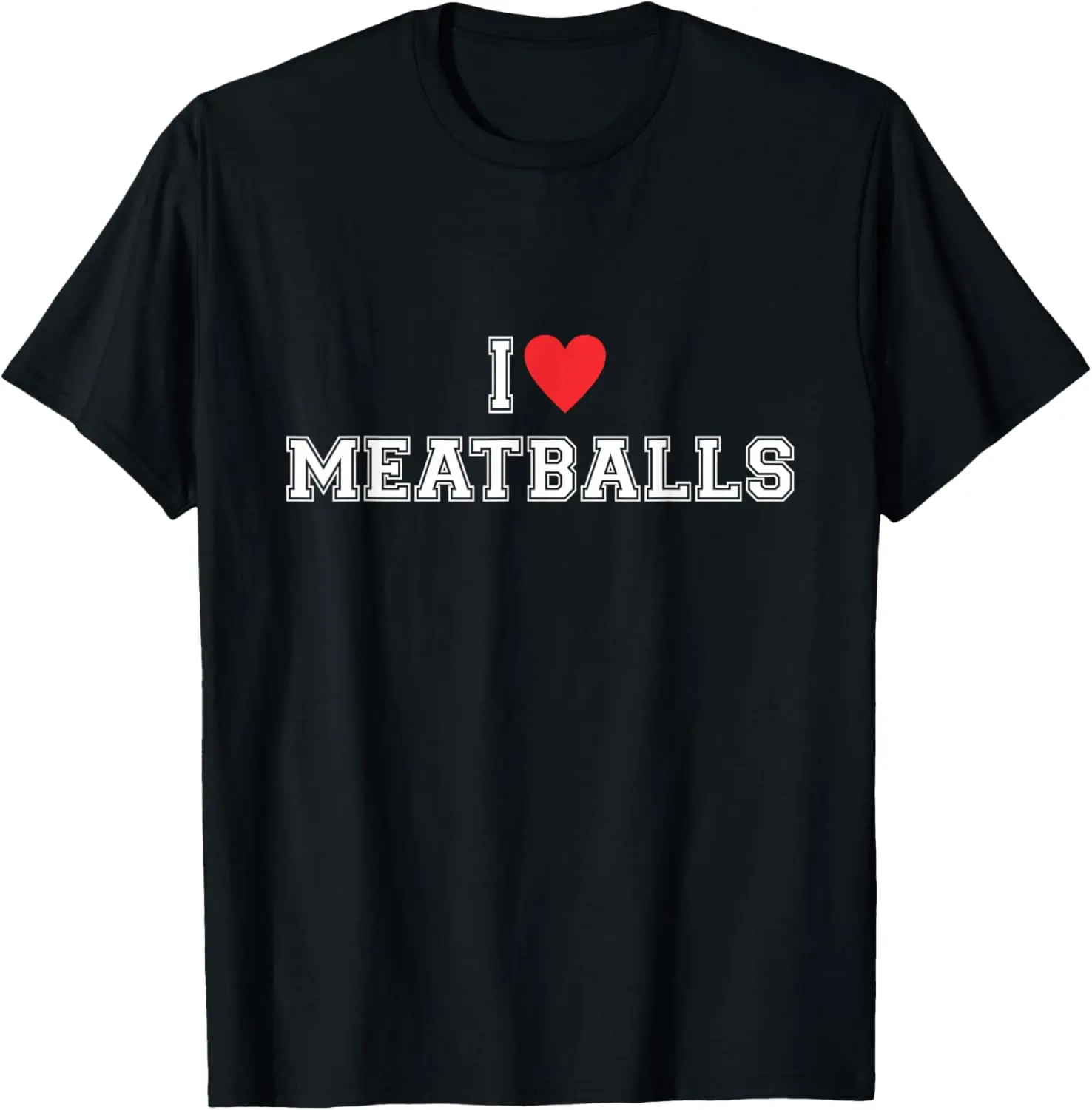 Women's 100% Cotton Fabric Casual Round Neck Short-Sleeve Comfortable Lightweight Breathable T-Shirt - Funny "I Love Meatballs" Work Clothes for Pasta Lovers