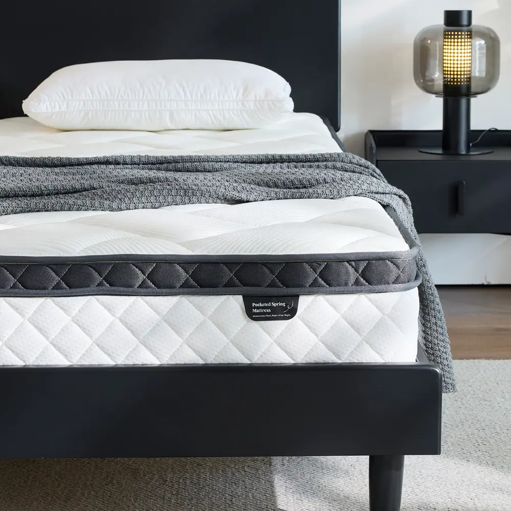 Single, double, queen, and king size memory foam and pocket spring hybrid mattress. Medium firmness, with lumbar support, suitable for guest rooms and hotels. CertiPUR-US certified., Eco-Friendly, Foam Mattress, Neck Support, Ergonomic, Anti-Bacterial, Pr