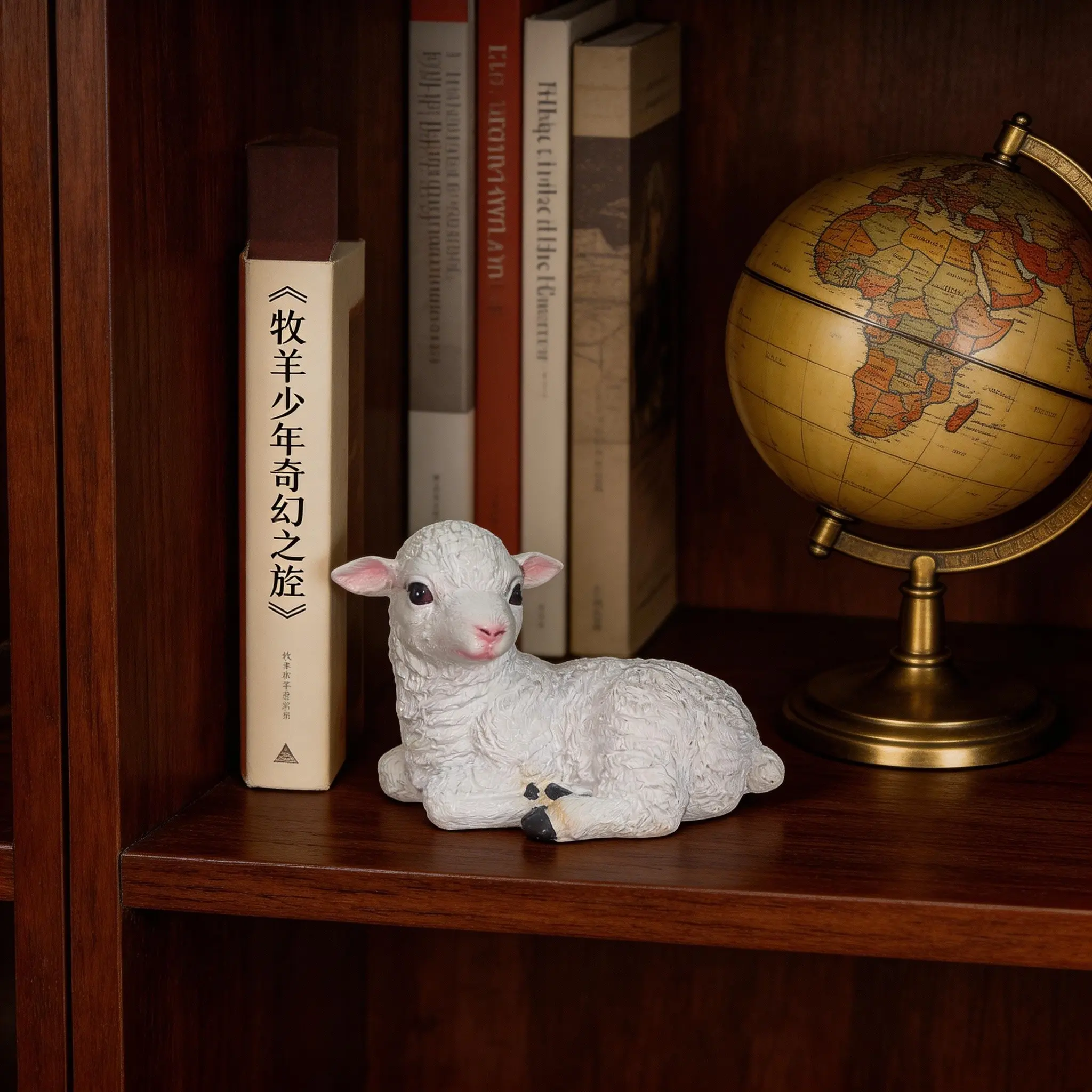 Cute Resin Lamb Figurine, Waterproof Durable Material, Realistic Lamb Statue, Animal Decorations, Decorative Piece, Perfect for Desk, Living Room, Nightstand, Bookshelf, Birthday Gift