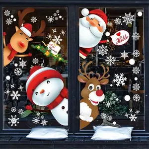 130PCS Christmas Window Stickers Set – Santa Claus, Snowman & Reindeer Holiday Decorations | Removable Snowflake Clings for Home, Storefront, Kids Room, Glass Door, Winter Wonderland Décor, Christmas decoration, snowflake stickers, glass door