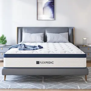 FLEXPEDIC 10 Inch Hybrid Mattress, Twin Queen King Size, Gel Memory Foam & Innerspring for Pressure Relief & Motion Isolation, CertiPur-US Certified