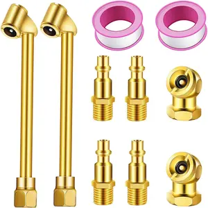 Air Chuck Set,2pcs Heavy Duty Dual  Air Chuck,2 pcs Closed Ball Tire Chuck with 1/4" FNPT and 4 count Standard Male Quick Plug, Tire Air Fill Kit for Tire Inflator Gauge and Air Compressor