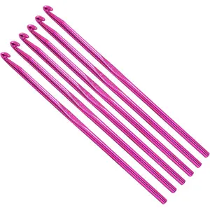 6Pcs 4.5mm US Size 7 Aluminum Crochet Hook Knitting Needles for DIY Craft Yarn, Purple