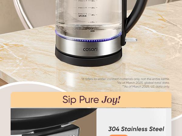 COSORI Electric Glass Kettle, 1.8Qt/1500W, No Plastic Filter & Spout, Auto Shut Off, Black, Hot Water Boiler for Coffee&Tea, College Dorm Essential GK-172/173 COSORI Electric Glass Kettle, 1.8Qt/1500W, No Plastic Filter & Spout, Auto Shut Off, Black, Hot Water Boiler for Coffee&Tea, College Dorm Essential GK-172/173