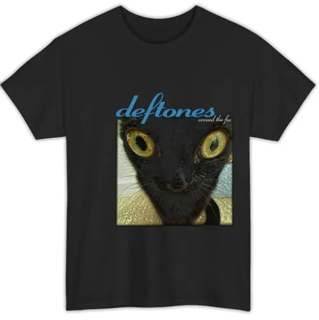 Vintage Deftones Album Art Big Eyed Black Cat Metal Band T-Shirt
