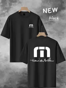 Men's Travis Mathew Logo T-Shirt, 100% Polyester Golf Casual Short Sleeve Tee, Fitted Graphic Design, Perfect for Everyday Wear