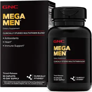 GNC Mega Men Multivitamin Caplets - Clinically Proven for Athletic Performance & Muscle Function - 180 Count Healthcare Supplement