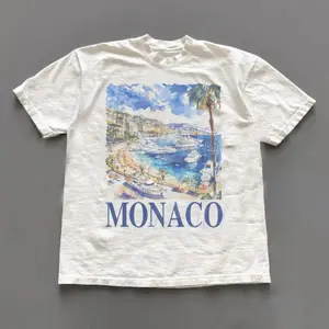 Vintage Monaco Italian Pattern T-Shirt, Unisex Retro Summer Shirt, Nostalgic Monaco T-Shirt, Vintage Style Cotton T-Shirt, Sailboat Pattern Shirt