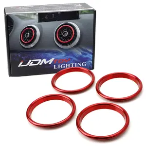 iJDMTOY 4pc Sports Red Aluminum Air Conditioner Vent/Opening Decoration Ring Trims For Audi 2015-2020 A3 S3 RS3 (Gen3 Typ 8V)