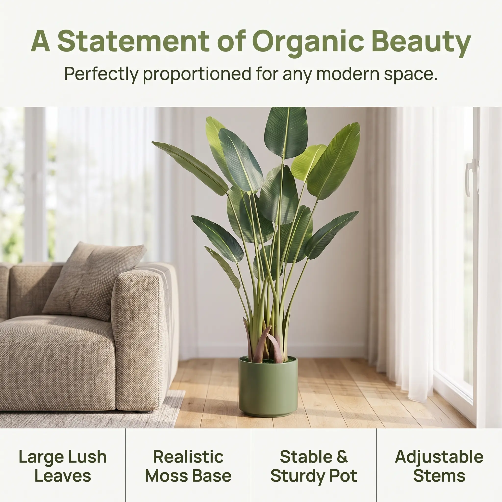 Limited Time   5FT Artificial Bird of Paradise, UV Resistant Faux Plant in Pot with Dried Moss, Lifelike Tropical Floor Plant for Home Office Indoor Outdoor Decor